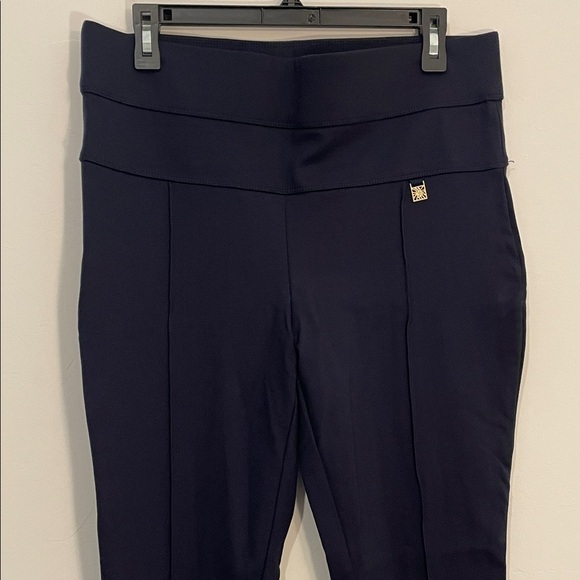 Anne Klein Navy Blue high rise legging pants size L with elastic on waist - Picture 1 of 8
